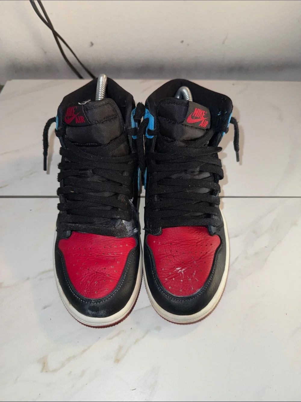 Nike Kids High-Top Sneakers in Blue, Black & Red Jordan’s